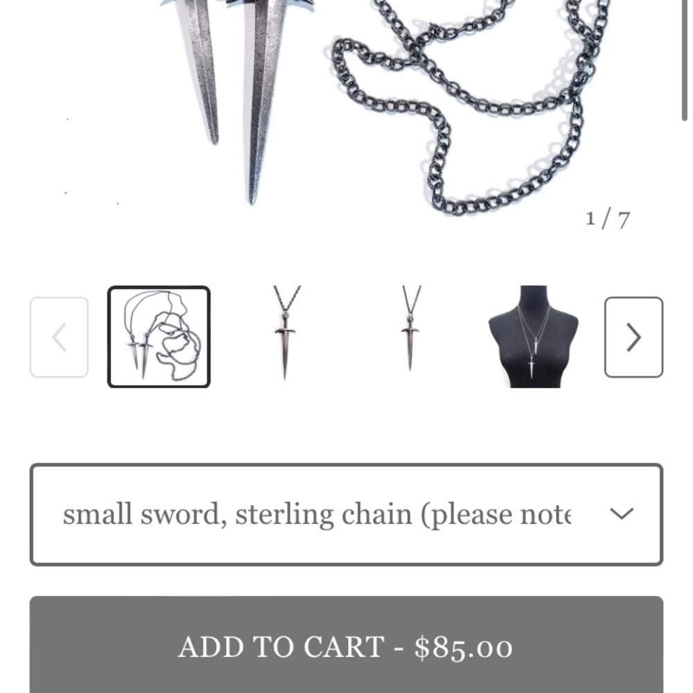 Arcana obscura sword necklace